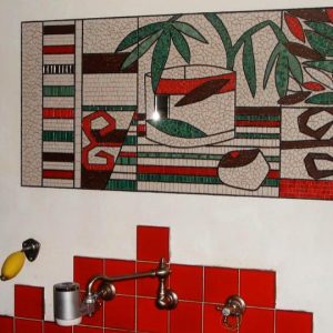 Crédence de cuisine en mosaïque en Émaux de Briare et Grès Cérame